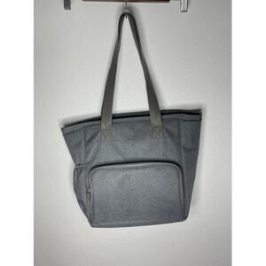 Eco One Gray Insulated Tote Bag - Zip Top with Exterior Water Bottle Holder